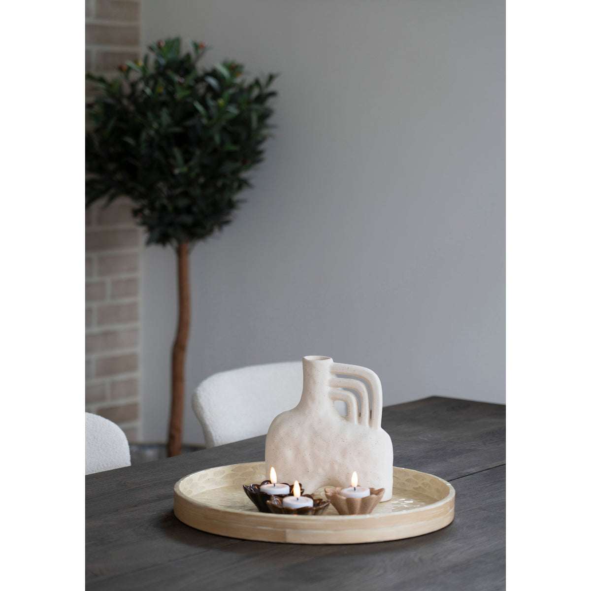 PolsterOase Möbel – Tablett aus Bambus und Capiz, Beige, 40 × 40 cm – Ansicht 4