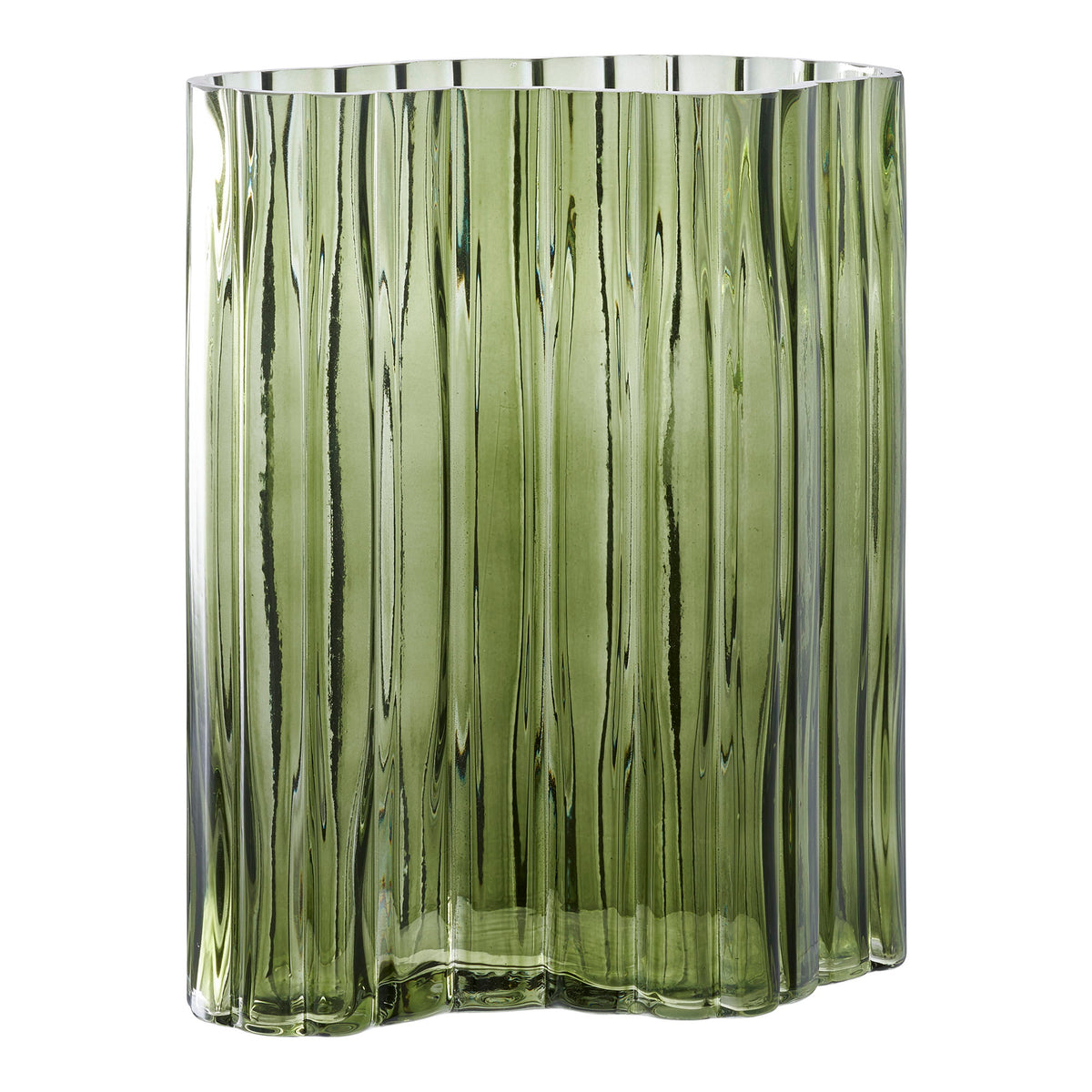 Vase aus Glas, Rauchgrün, 21 × 12 × 26,5 cm