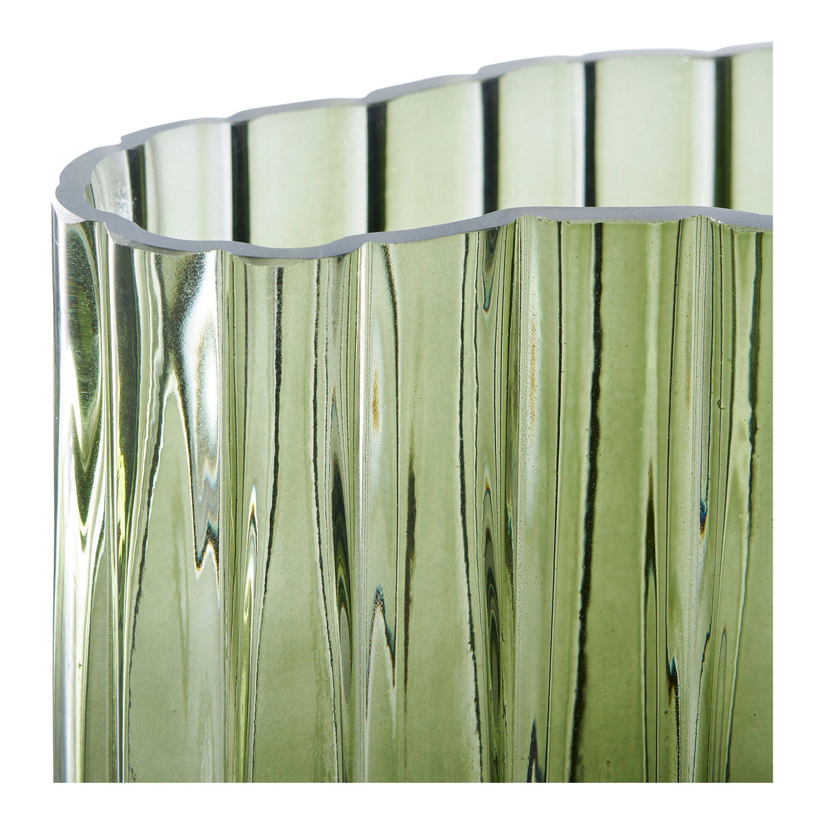 Vase aus Glas, Rauchgrün, 21 × 12 × 26,5 cm