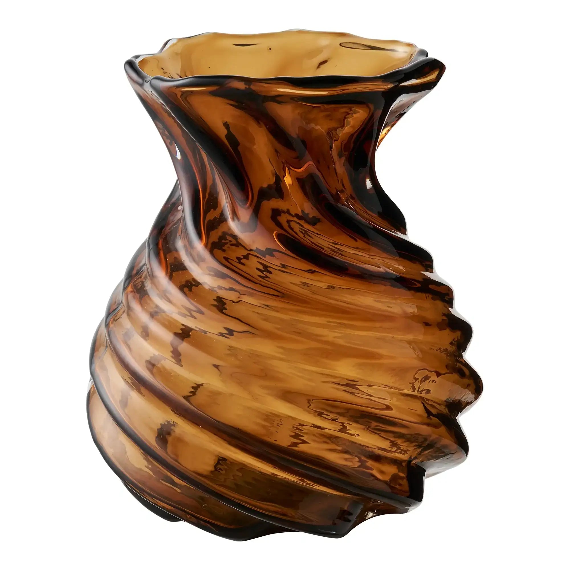 Vase Rauchbraun aus Glas Ø16 cm – Skandinavische Deko 19 cm Höhe