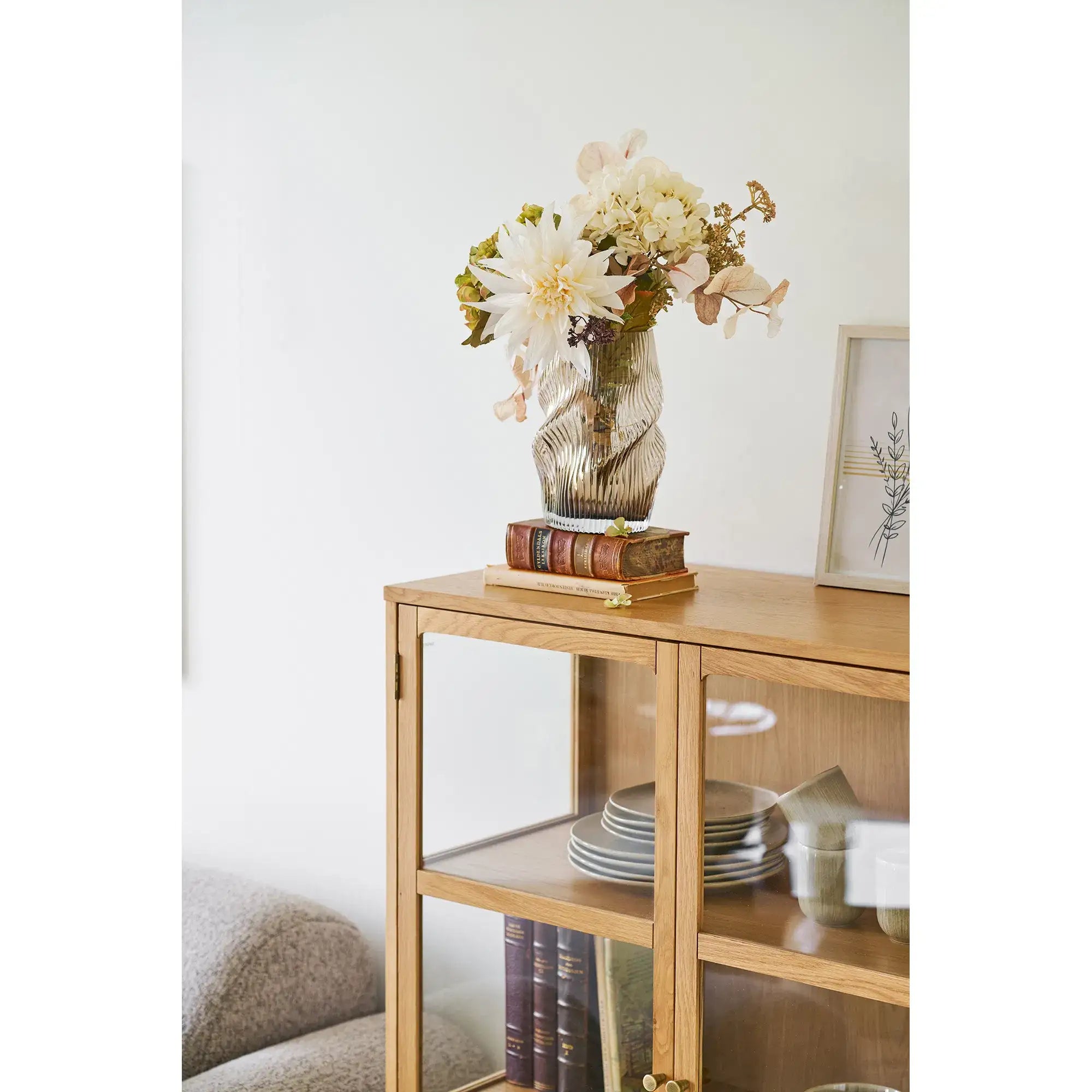 Vase aus Glas in Braun Ø17 cm – Skandinavische Deko 25 cm Höhe