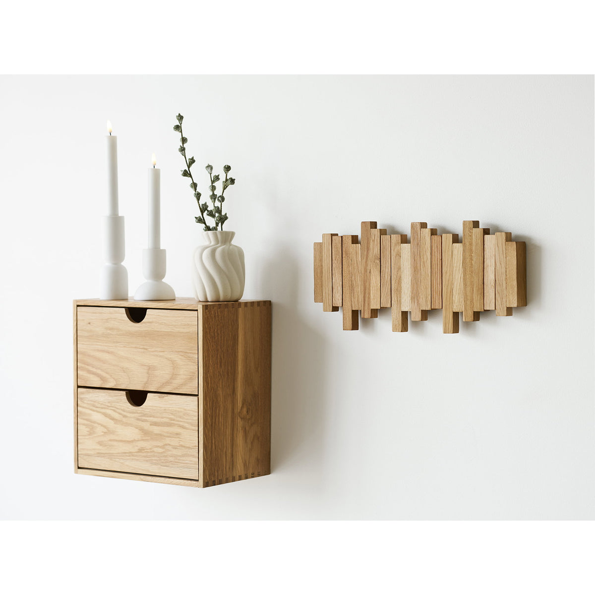 Caltra Garderobe aus Eichenholz, Natur, 3 × 40 × 18 cm