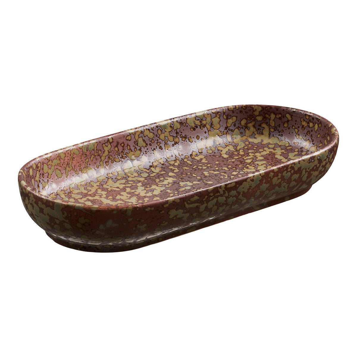 PolsterOase Möbel – Tablett aus Keramik, Dunkelbraun/Waldnachtgrün, 11 × 23, 5 cm