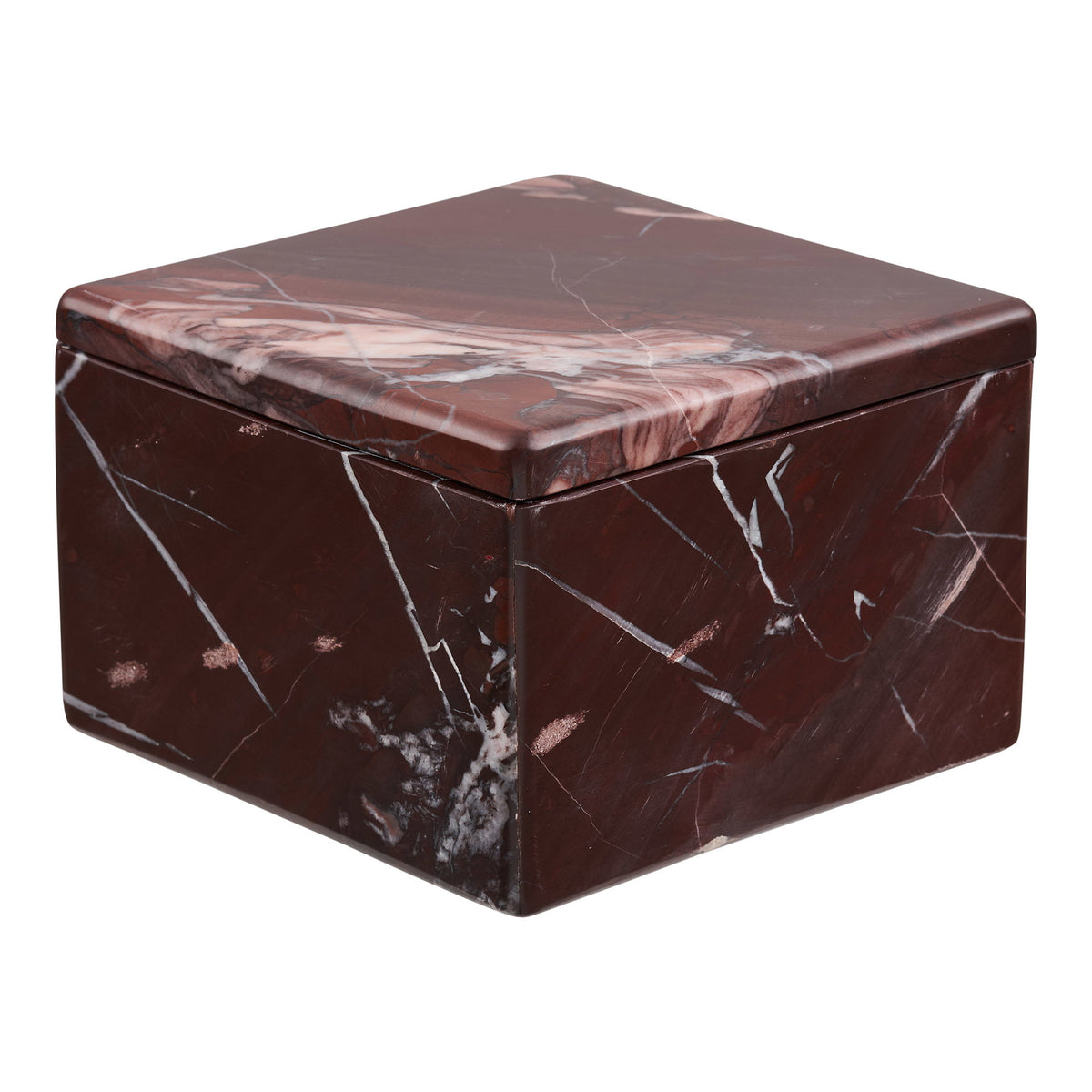 Gefäß aus Marmor, Kastanienrot, 12 × 12 × 8 cm