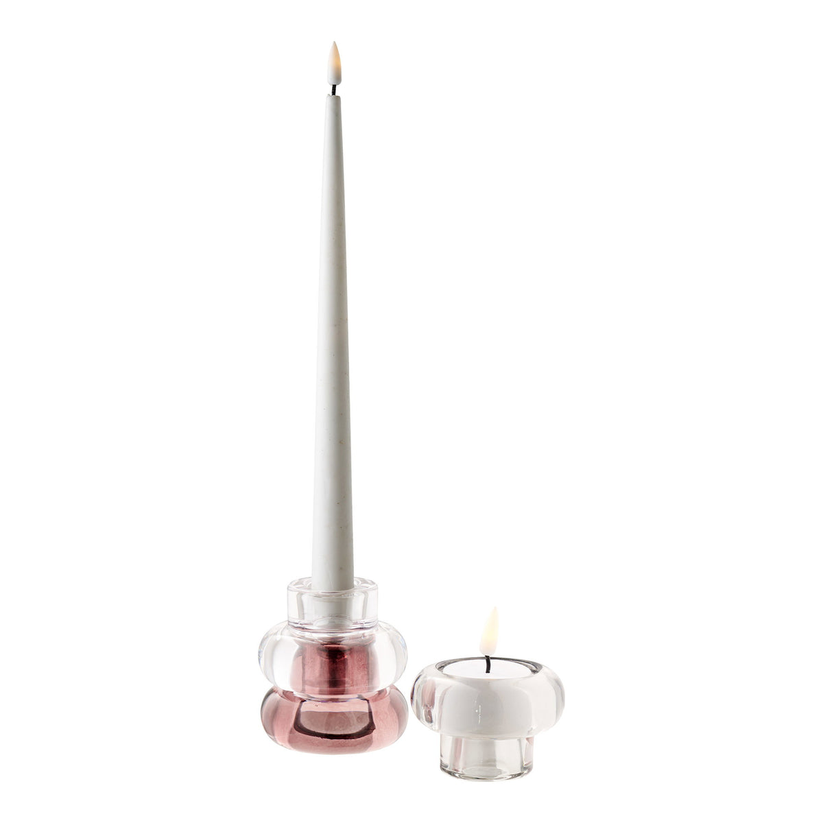 PolsterOase Möbel – Kerzenhalter aus Glas, Klar/Rauchgrau/Kastanienrot, 3er, Set – Ansicht 6