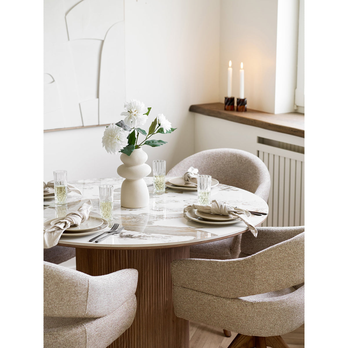 PolsterOase Möbel – Viola Lunchteller aus Keramik, 4er, Set, Beige, Ø 21 cm – Ansicht 5