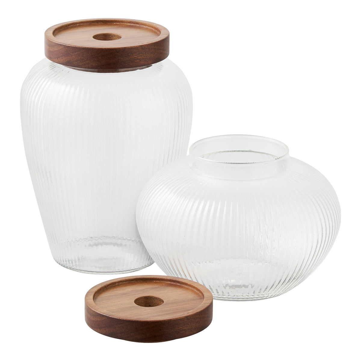 PolsterOase Möbel – Maya Vorratsgläser aus Glas und Akazienholz, 2er, Set – Ansicht 2