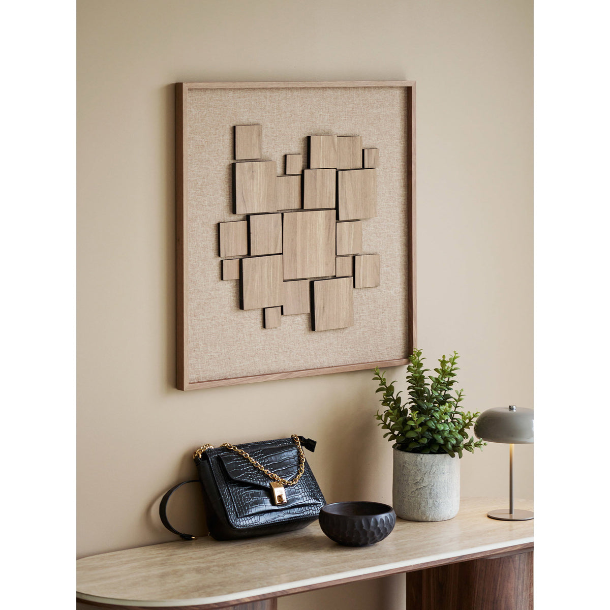 Gala Relief-Wanddeko – Braun, 60 × 60 cm