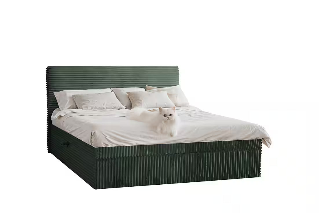 Boxspringbett Toulouse 200x200 cm mit Bettkasten, Topper und Bonellmatratze in Breitcord