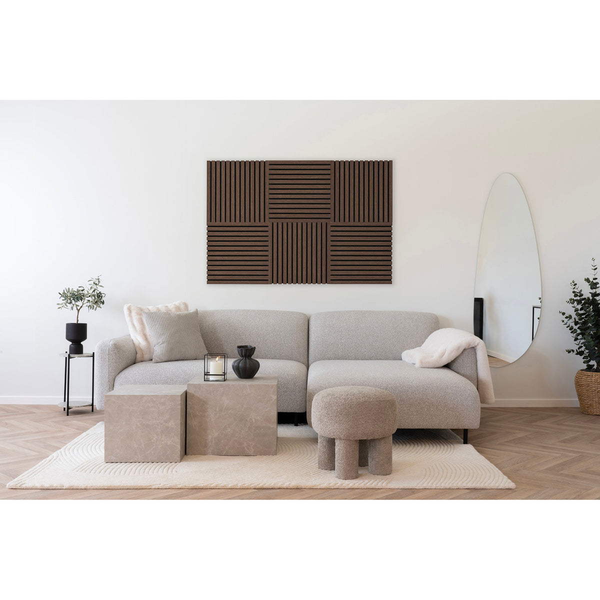 Akustikpaneele Bergen – Walnussfurnier, 52 × 52 cm, 2er-Set