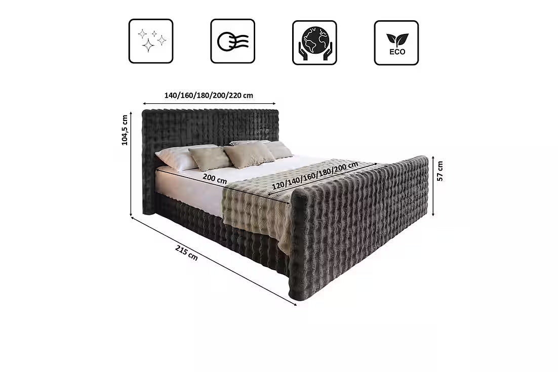 Bubble Boxspringbett Blanket 140x200 cm mit Bettkasten, Topper und Bonellmatratze in Cord