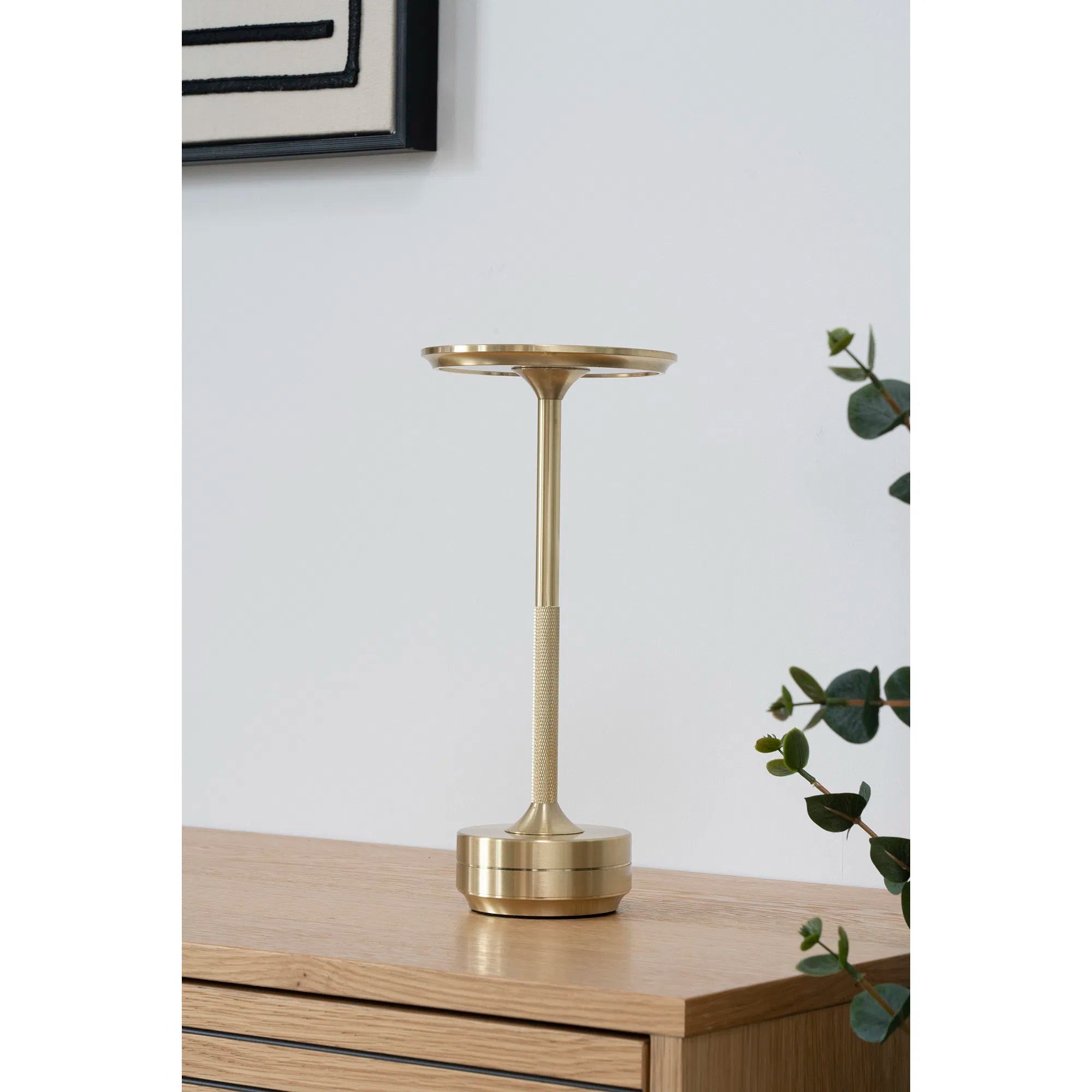 Akku Tischlampe Messing Ø13 cm – Kabellose LED Lampe im skandinavischen Design