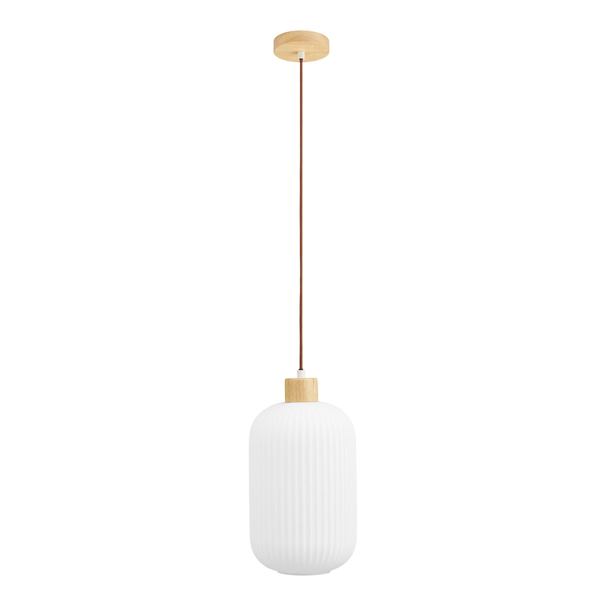 Argalo Pendelleuchte – Glas/Holz Weiß, Ø 20 cm