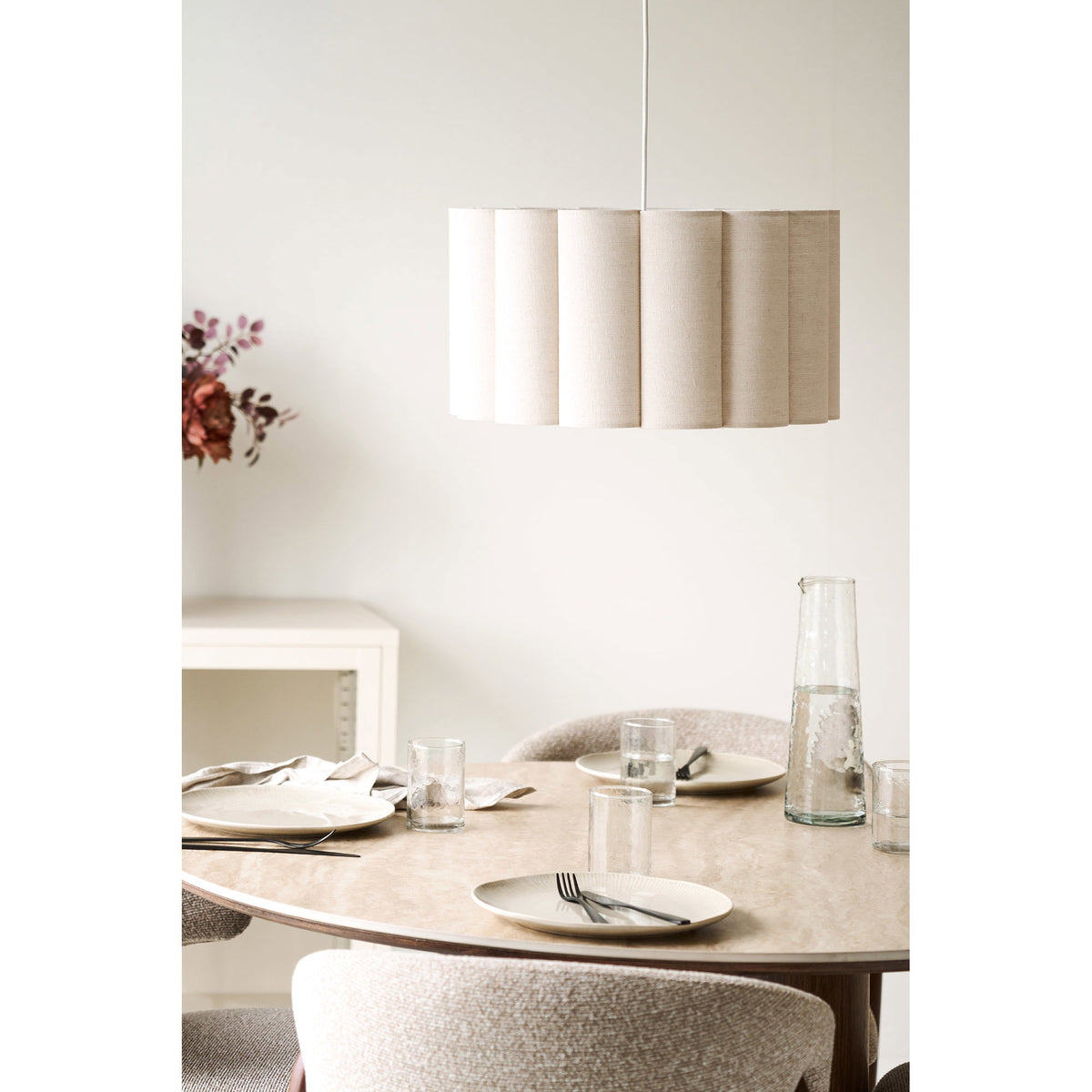 Watton Pendel – Stahl/Leinen, Grau/Beige