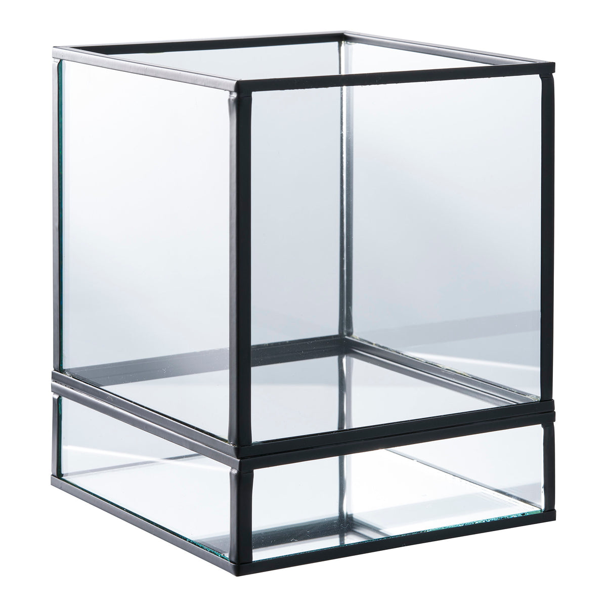 PolsterOase Möbel – Windlicht aus Metall und Glas, Schwarz, 15 cm – Ansicht 2