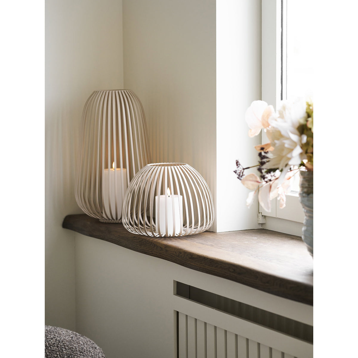 PolsterOase Möbel – Stoense Laterne aus Metall, Beige, Ø 24, 5 × H 40 cm – Ansicht 5