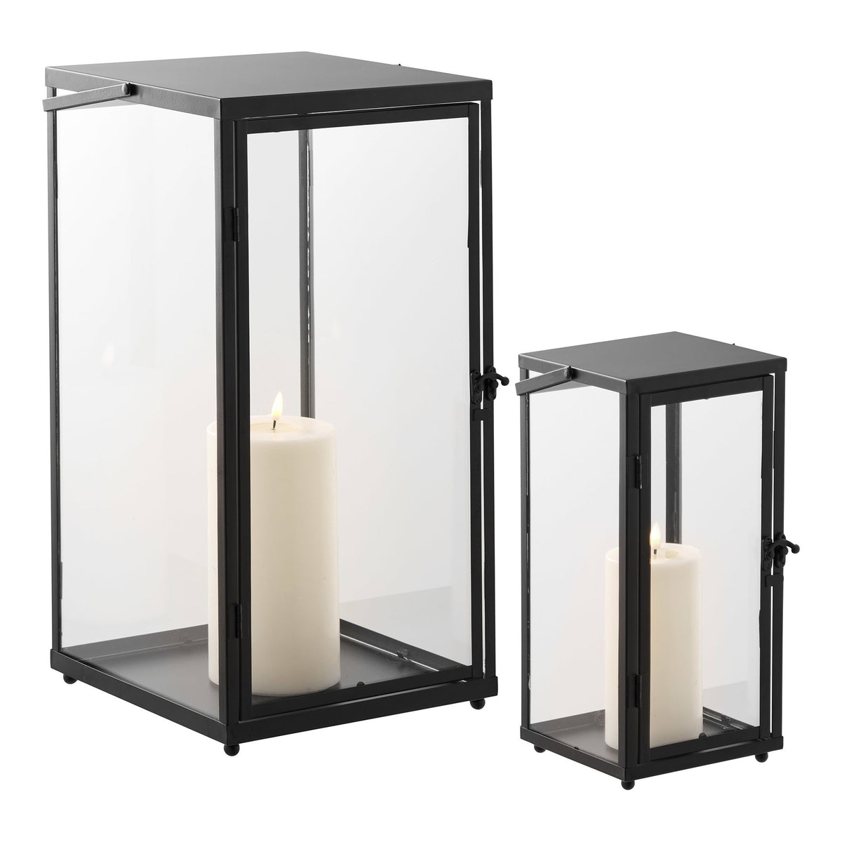 PolsterOase Möbel – Ibra Laternen aus Metall und Glas, 2er, Set, Schwarz – Ansicht 3