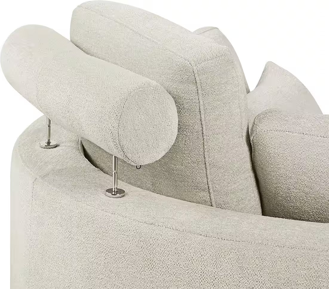 Loveseat / Sessel in Struktur Beige mit Stauraumhocker