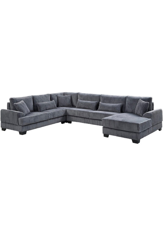 Wohnlandschaft U-Form in Breitcord Anthrazit