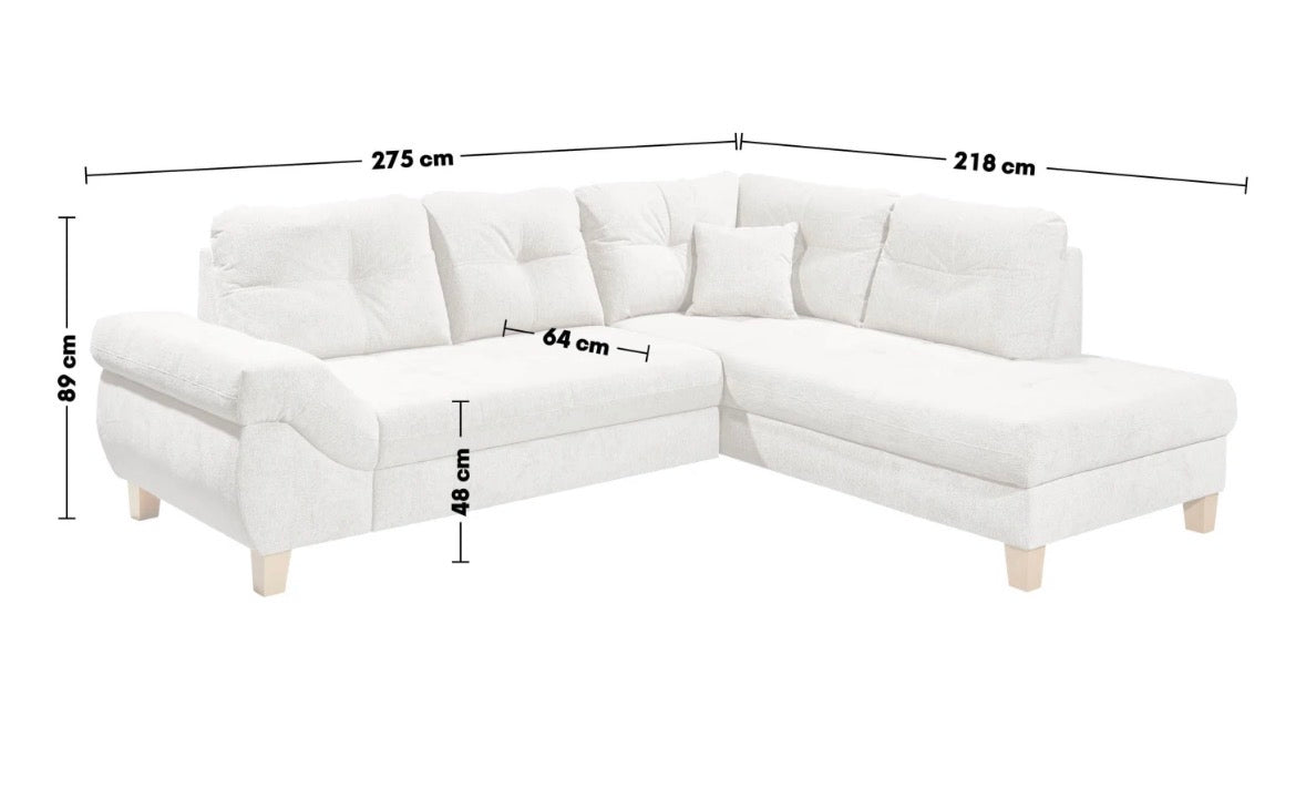 Ecksofa in Webstoff, 275cm Breite