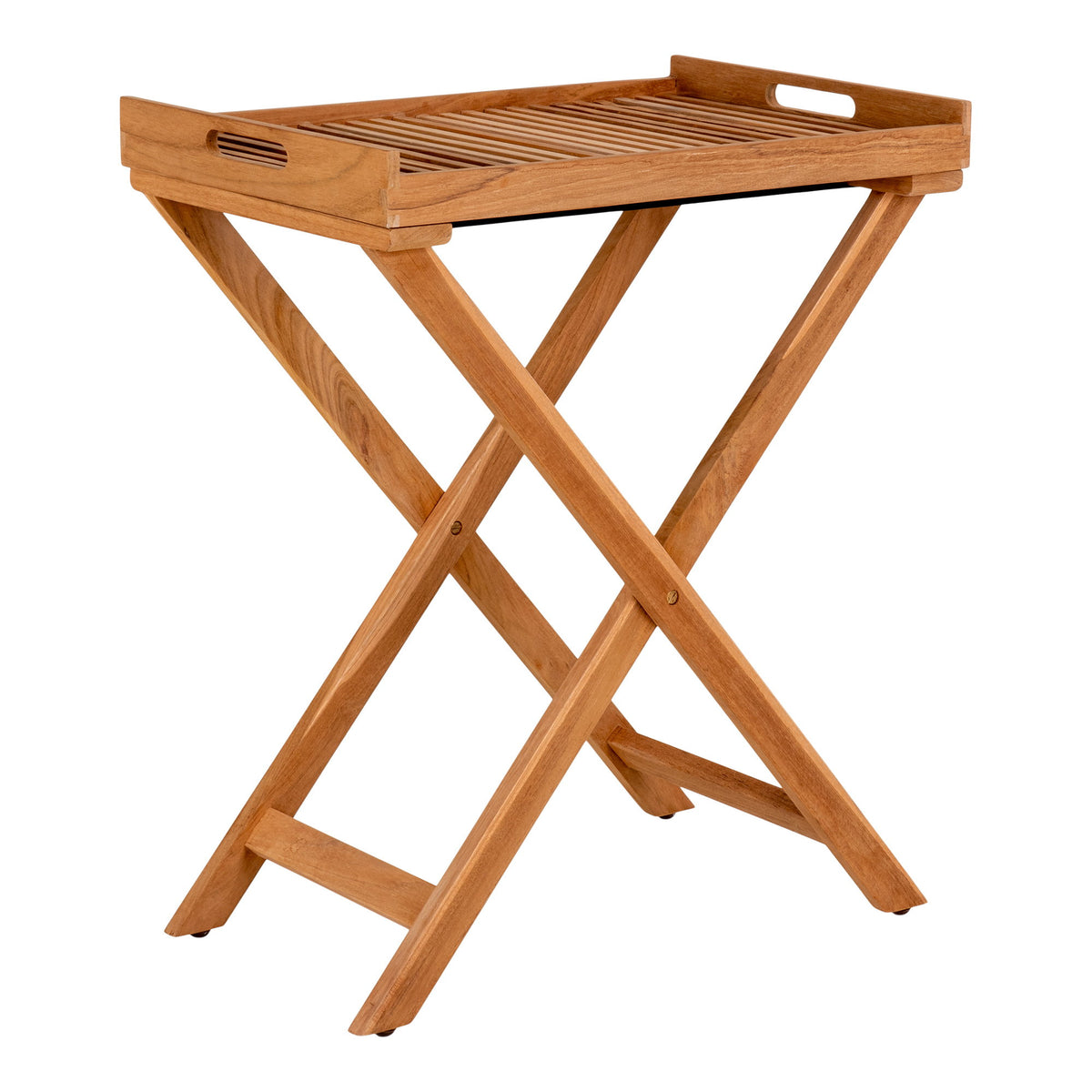 PolsterOase Möbel – Ronda Tabletttisch aus Teakholz, Natur, 60 × 40 × 70 cm – Ansicht 3
