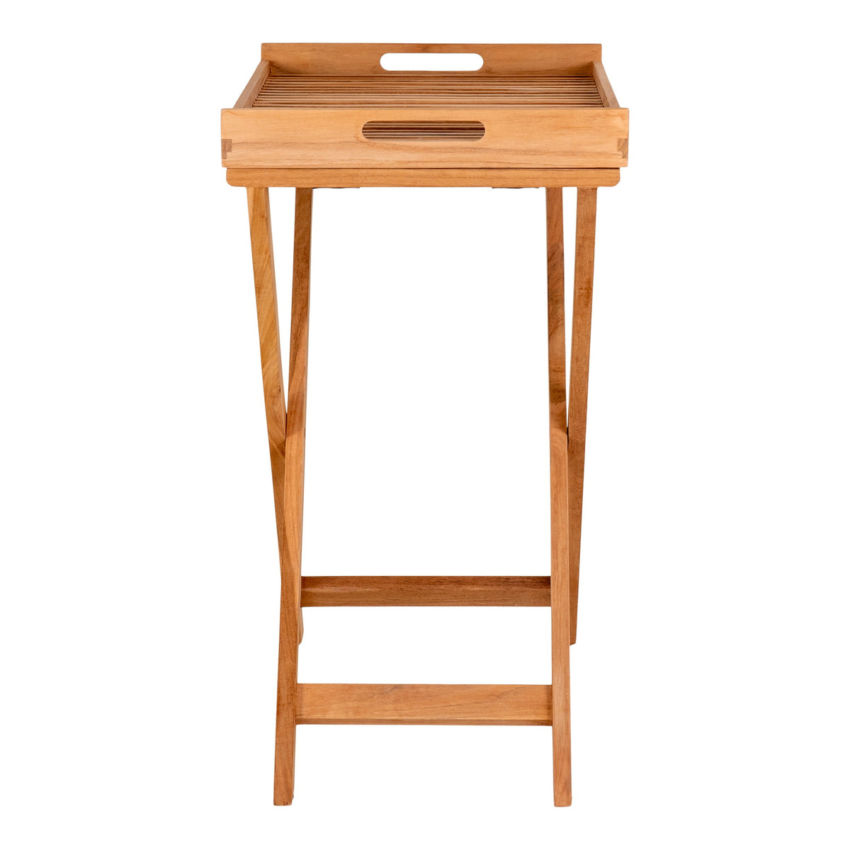 PolsterOase Möbel – Ronda Tabletttisch aus Teakholz, Natur, 60 × 40 × 70 cm – Ansicht 4