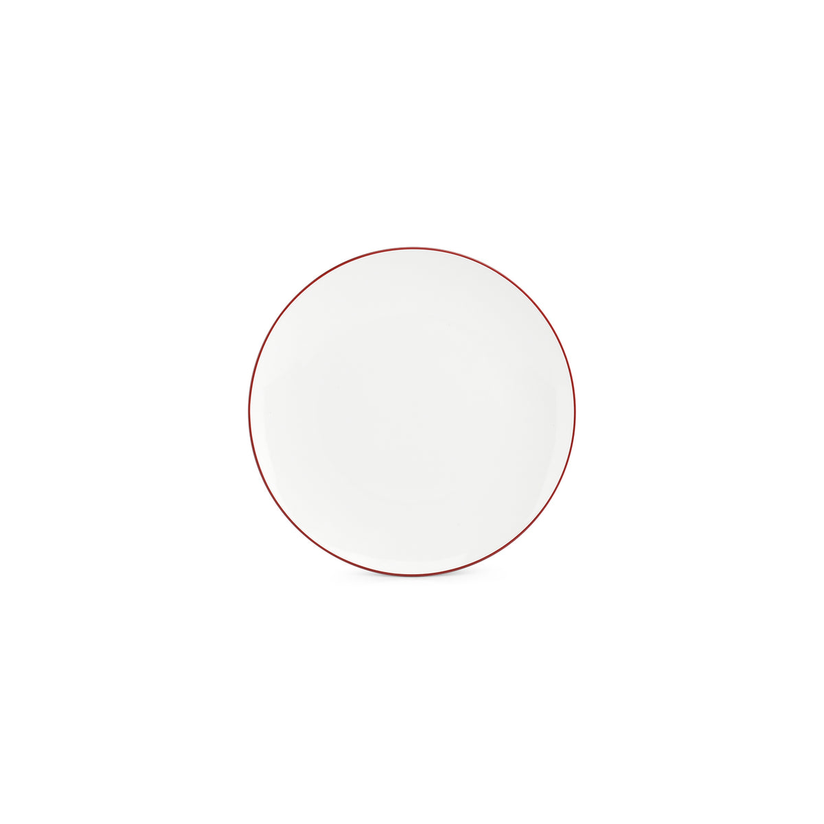 bonbistro Teller 24 cm Coupé, burgunderfarbener Rand, Basic White – 6er-Set – Produktansicht 1