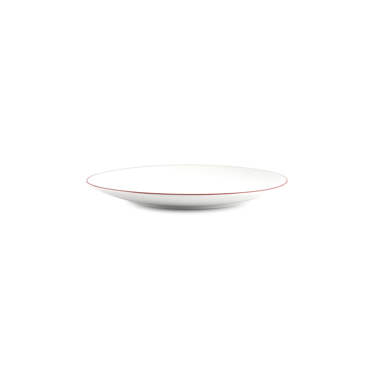 bonbistro Teller 24 cm Coupé, burgunderfarbener Rand, Basic White – 6er-Set – Produktansicht 2