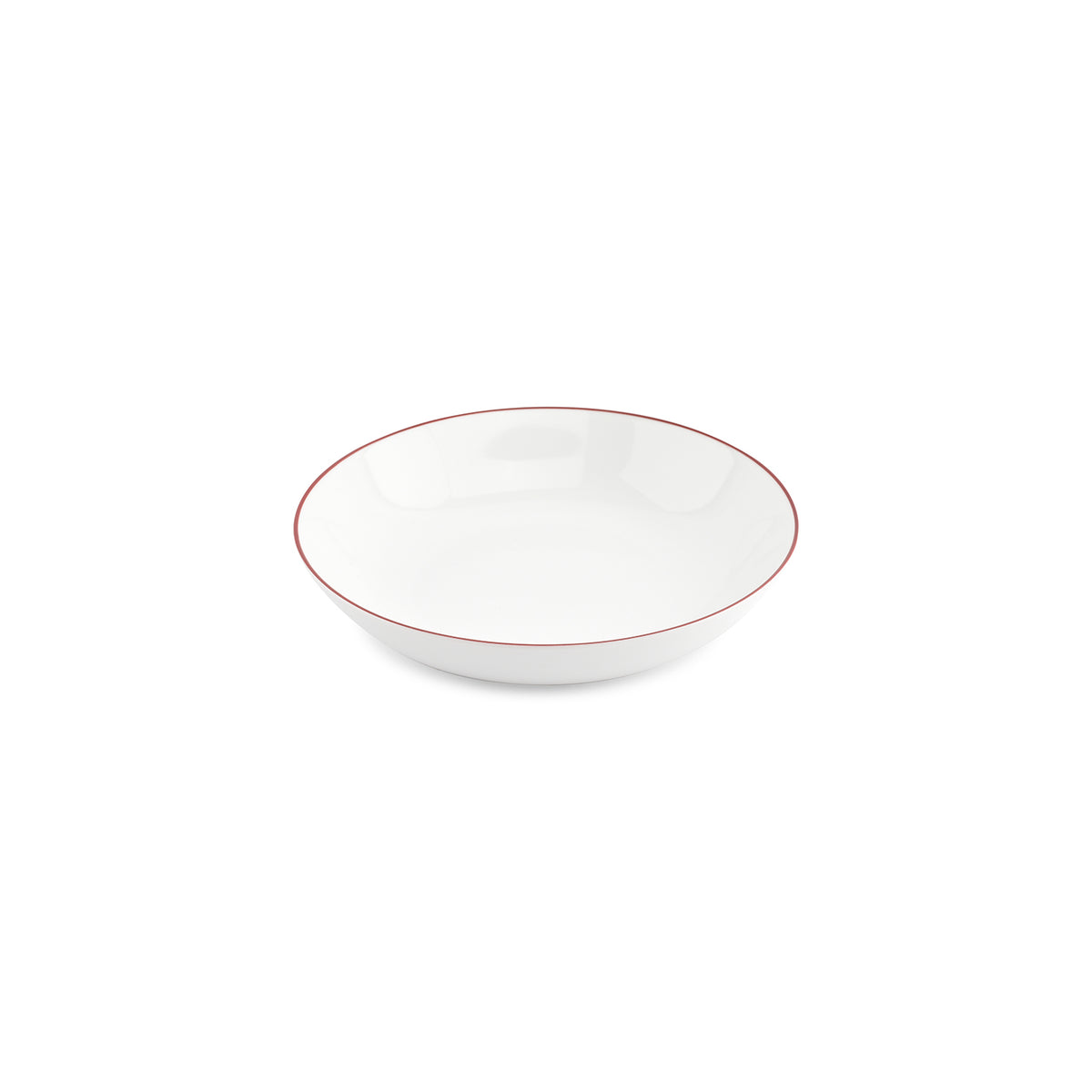 bonbistro Schale 21 x H4 cm, Coupe, burgunderfarbener Rand, Basic White – 6er-Set – Produktansicht 1