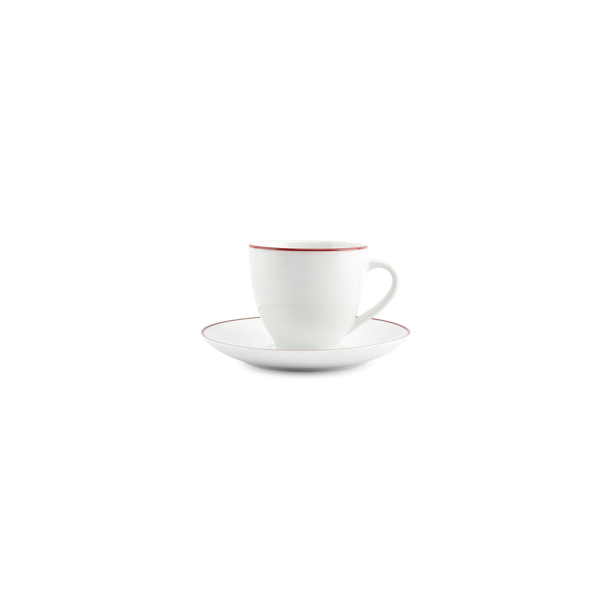bonbistro Becher 20 cl mit burgunderfarbenem Rand, Basic Weiß – 6er-Set – Produktansicht 3