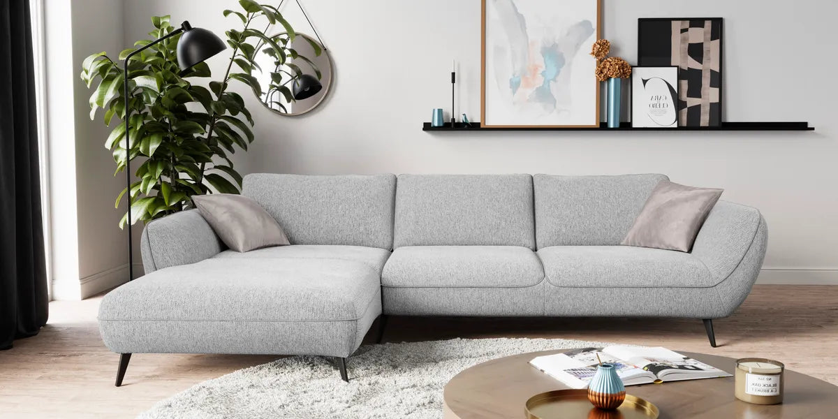 Ecksofa in Webstoff Ivory