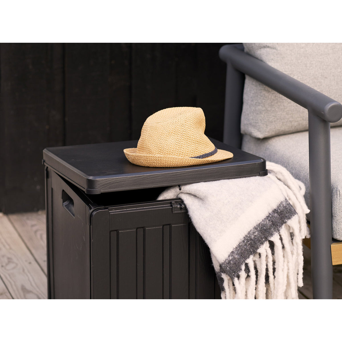 Sobra Kissenbox aus Kunststoff, 76 l, Schwarz, 42,8 × 42,8 × 46,4 cm