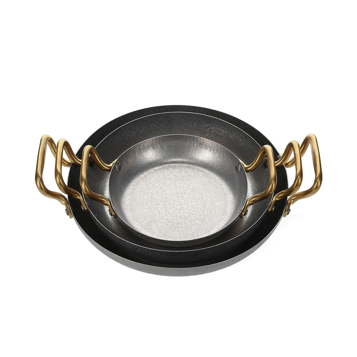 bonbistro Servierschale 28 × H5 cm mit goldenem Griff, gehämmertes Antiksilber – Produktansicht 4