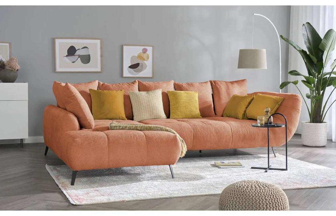 Ecksofa in Webstoff Kupfer