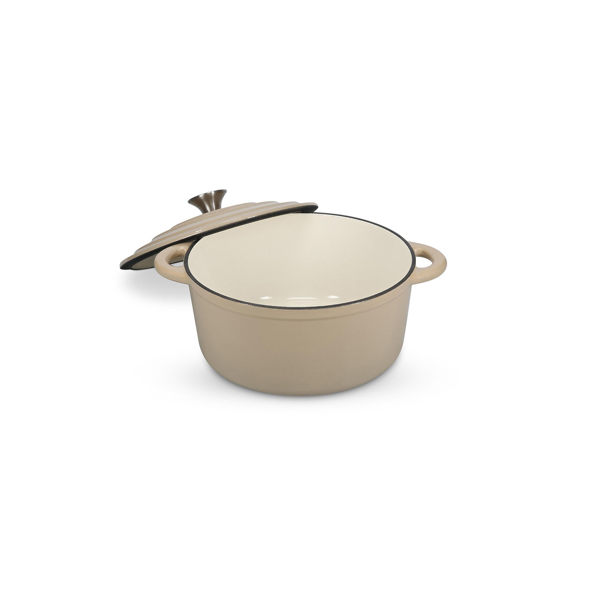 Salt & Pepper Kochtopf 26 cm aus Gusseisen, beige, Ferno – Produktansicht 4