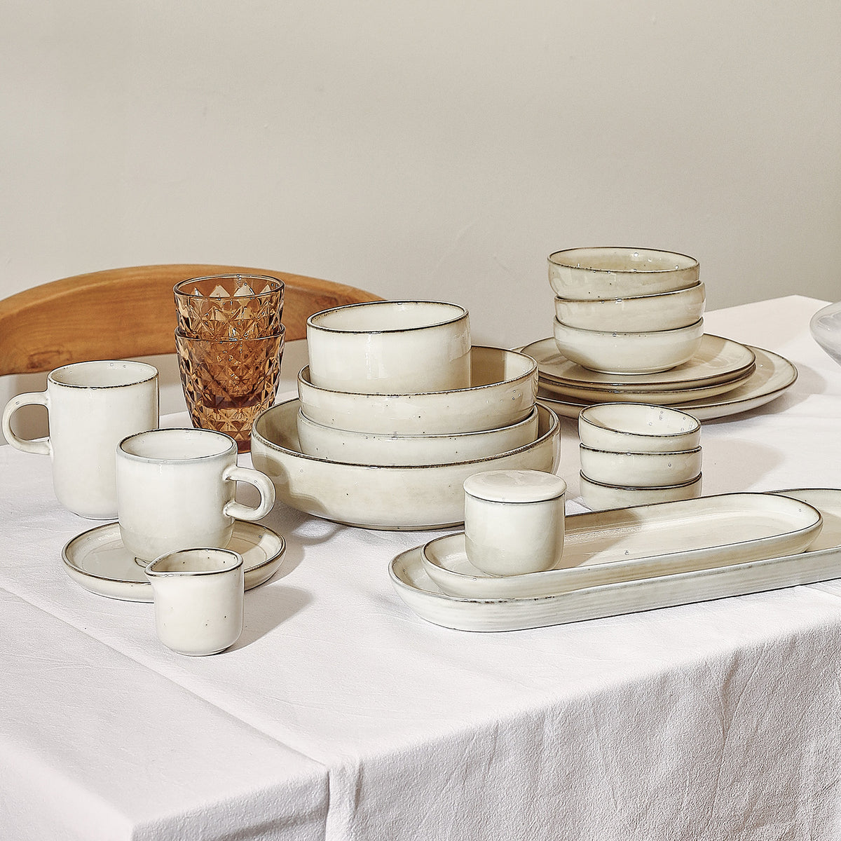 Salt & Pepper Schale Ø12 x H8 cm Elfenbein Meridian – 4er-Set – Produktansicht 2