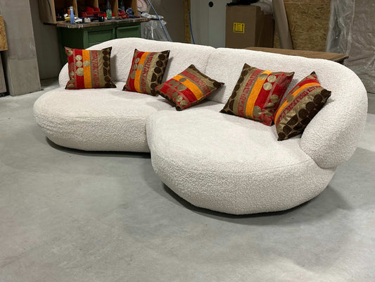 Rundes Big Sofa in Teddy Natur
