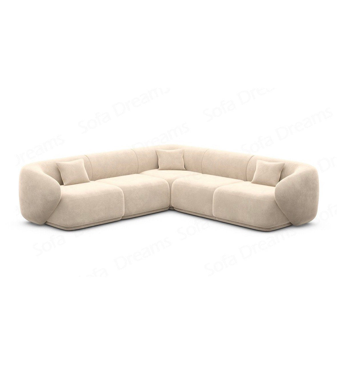 Ecksofa in Samt Beige, 250 cm Breite | PolsterOase