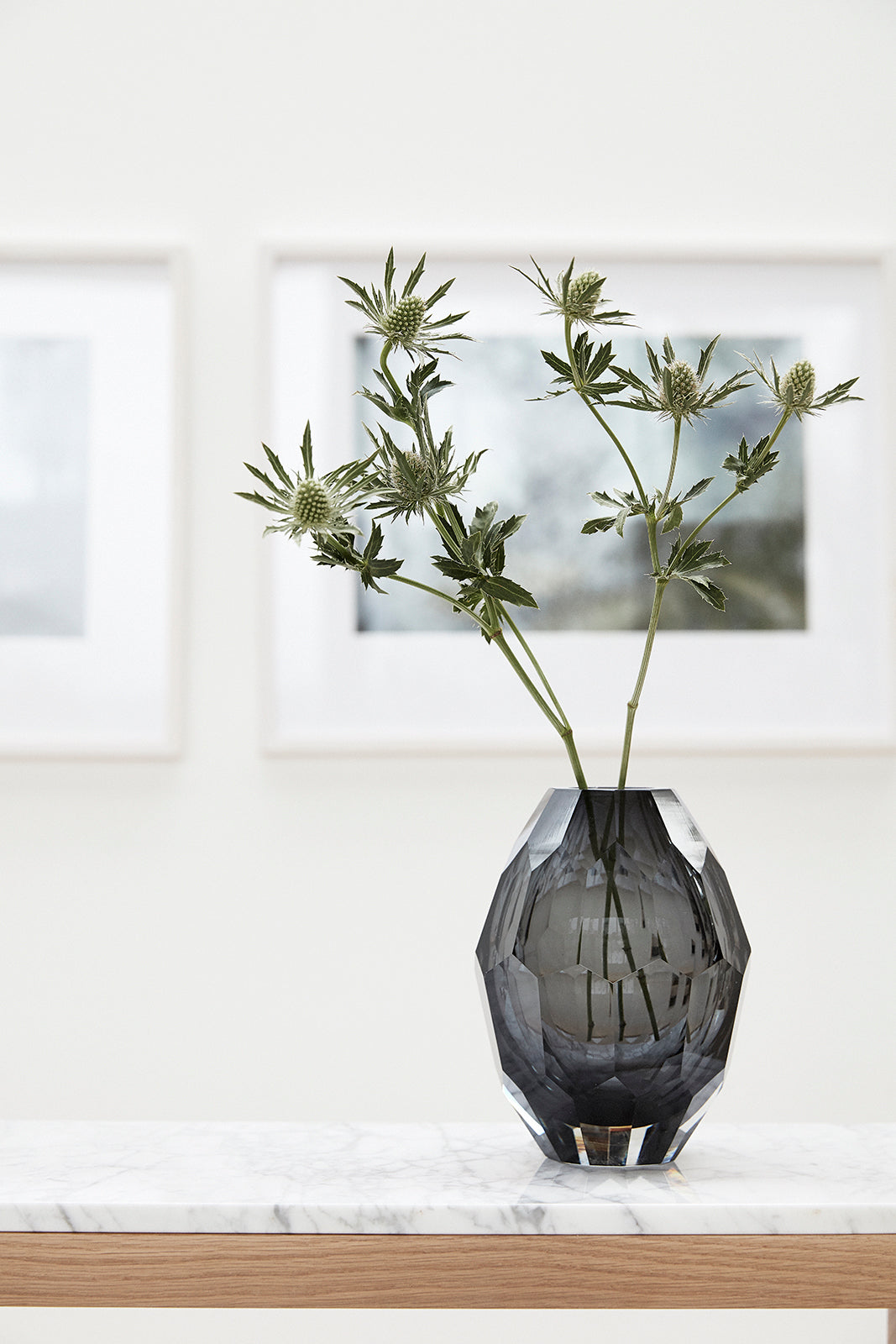 PolsterOase Möbel – Facett Vase aus mundgeblasenem Glas, Grau – Ansicht 6