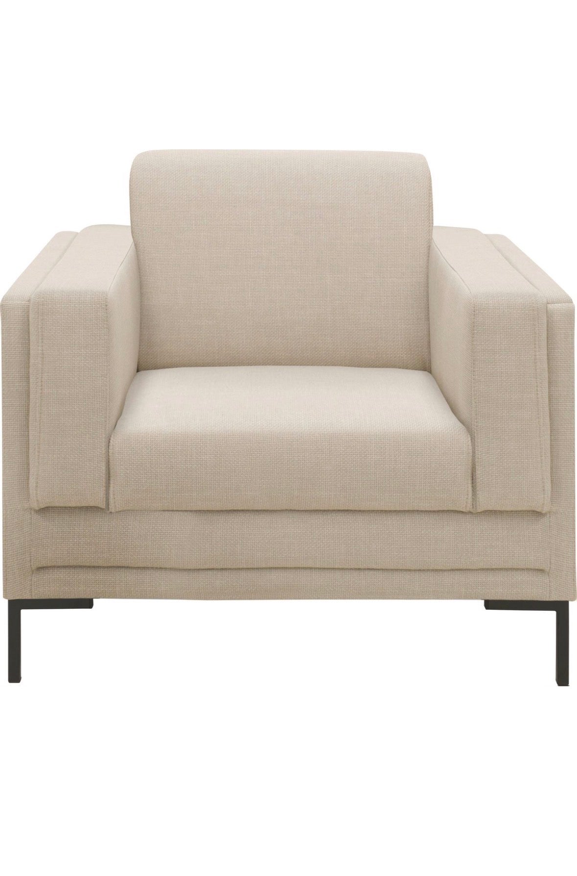 Designer Sessel + Hocker von WJ in Webstoff Beige - POLSTEROASE