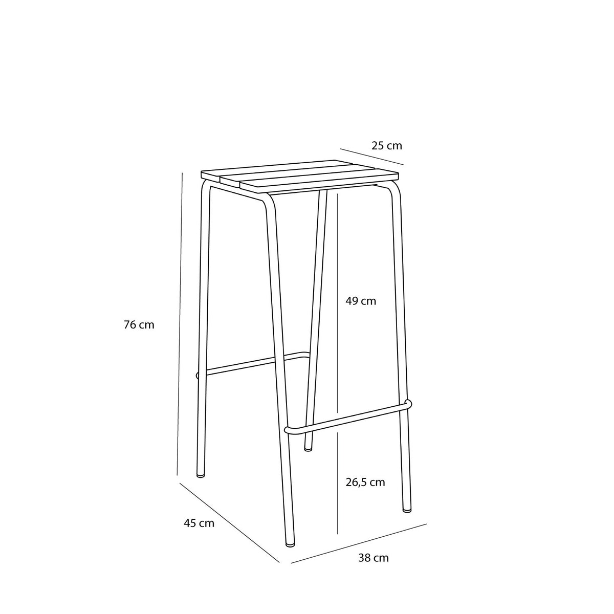 PolsterOase Möbel – Stilt Barhocker aus Eichenholz und Eisen – Ansicht 4
