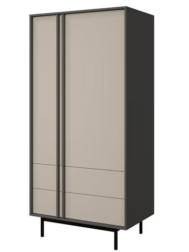 Alva 2 Türen – Moderner Design Schrank mit Schubladen & Metallfüßen (Beige)