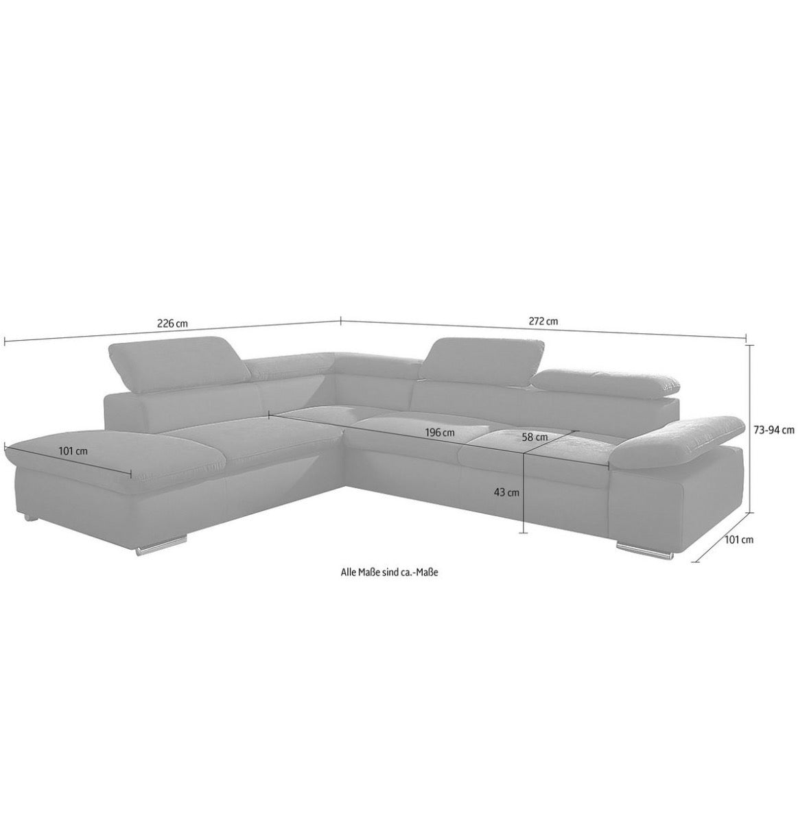 Ecksofa in Microfaser, 272cm Breit | PolsterOase - POLSTEROASE