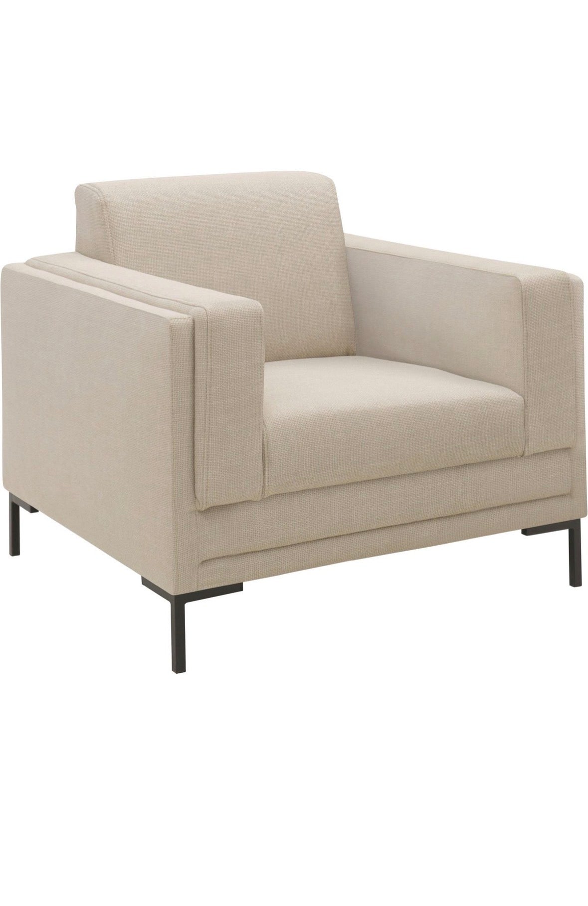 Designer Sessel + Hocker von WJ in Webstoff Beige - POLSTEROASE