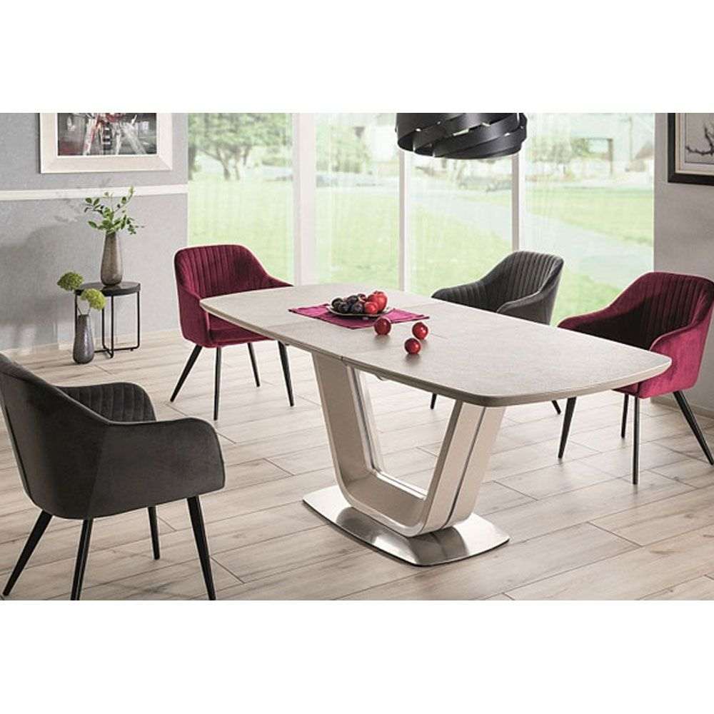 ARMELO Esstisch 160–220 cm – Design Keramiktisch ausziehbar (Marmor Grau / Matt)