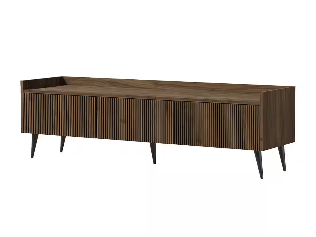 AVEN TV-Board 150 cm – Design Lowboard mit Lamellenfront (Kaschmir/Nussbaum)