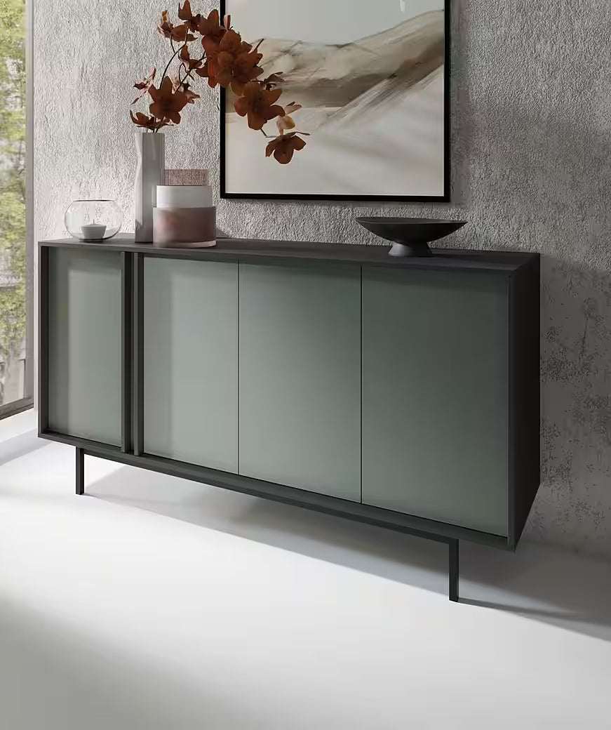 Alva Kommode 163 cm – Modernes Sideboard in Salbei mit Metallfüßen (Salbei)
