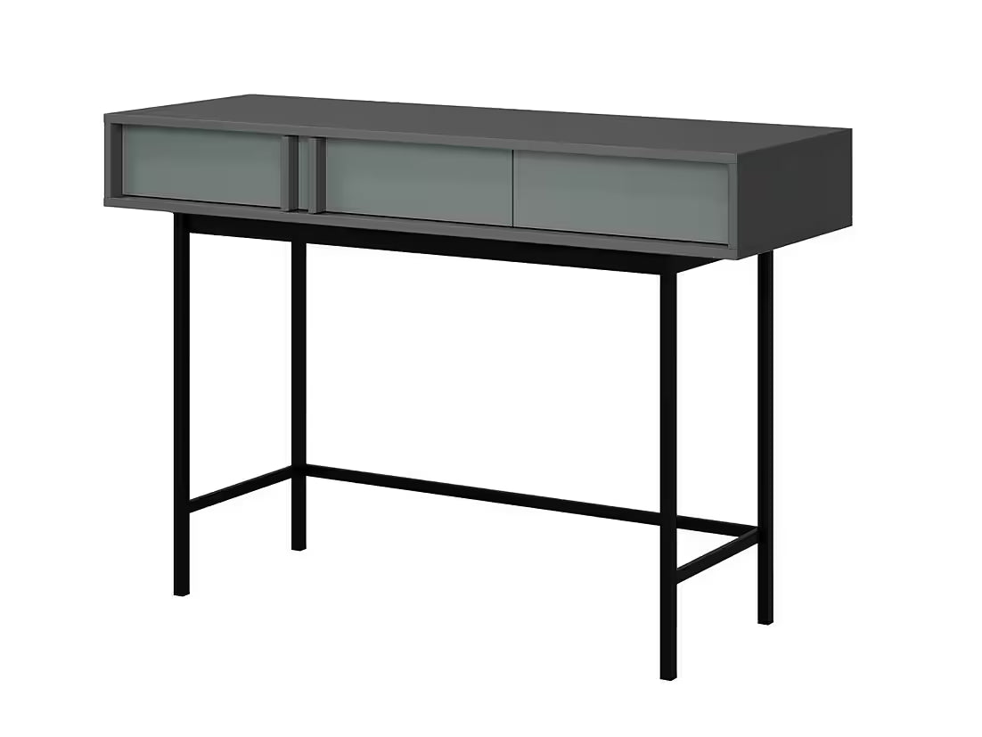 Alva Konsolentisch 123 cm – Moderner Schminktisch mit 2 Schubladen & Metallfüßen (Salbei)