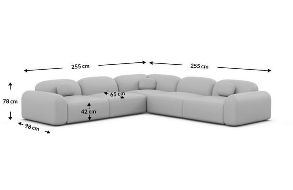 Ecksofa in Struktur Beige, 255 cm Breite