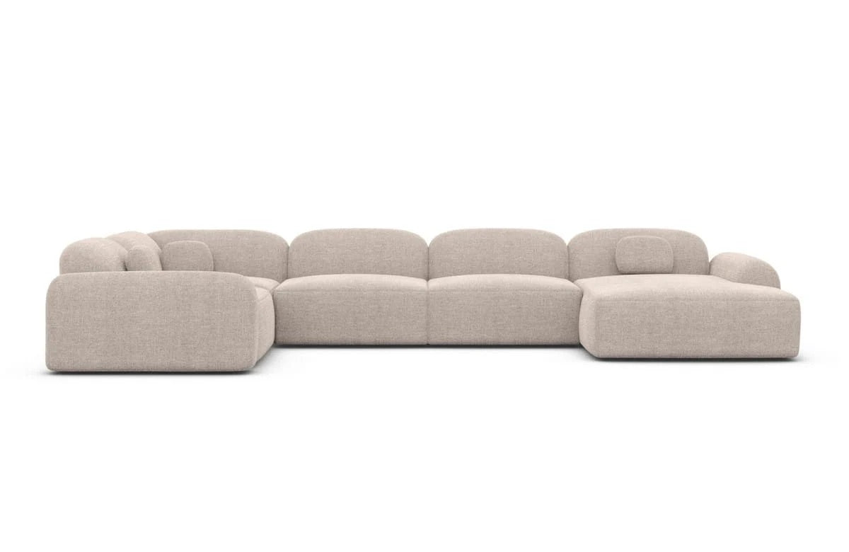Sofa Wohnlandschaft in Struktur Beige, 328 cm Breite